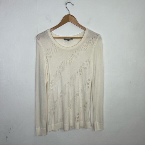 Classiques Entier White Lightweight Distressed Cashmere Blend Sweater Size Med - Picture 1 of 14